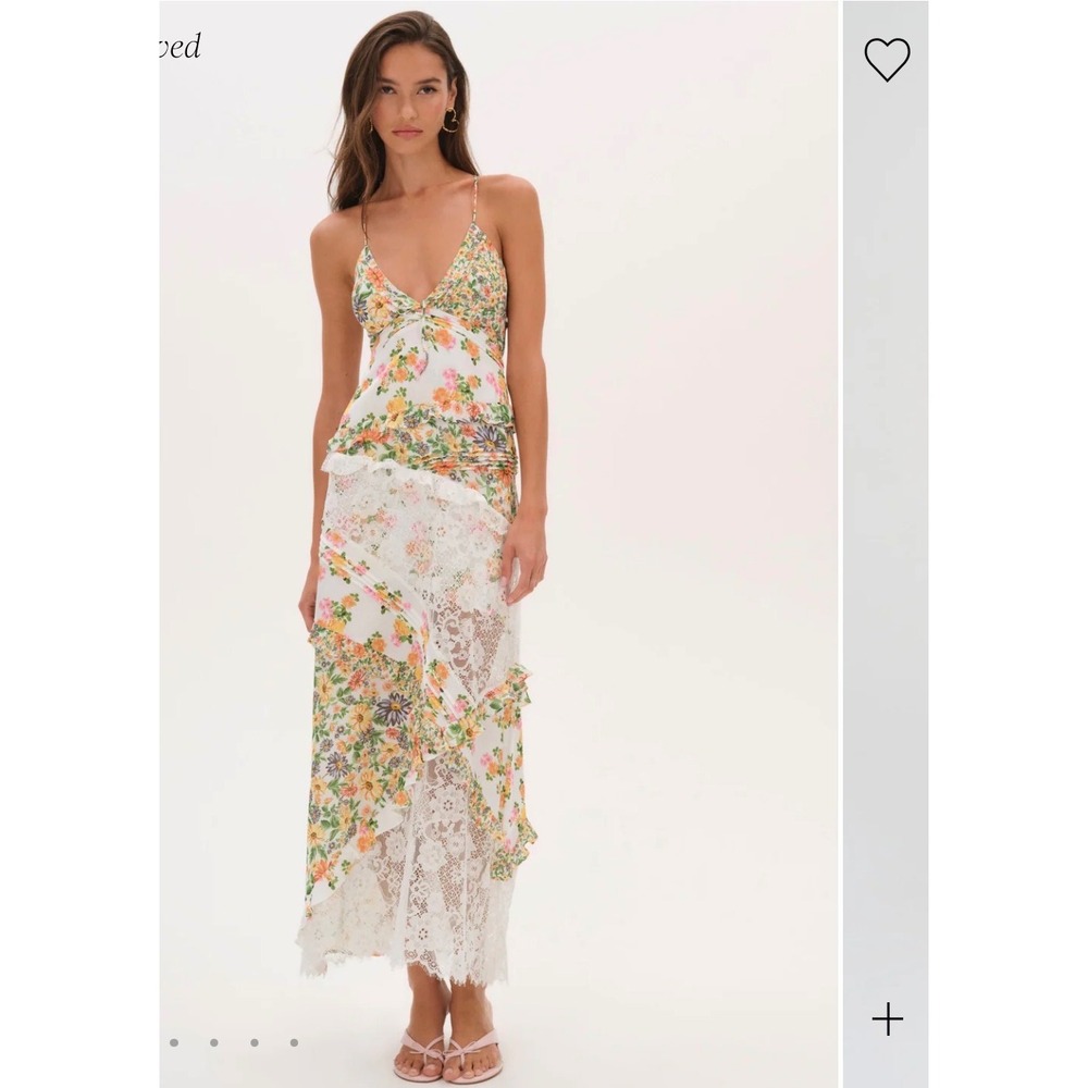 For Love & Lemons Rosalyn Maxi Dress Marigold Size Small